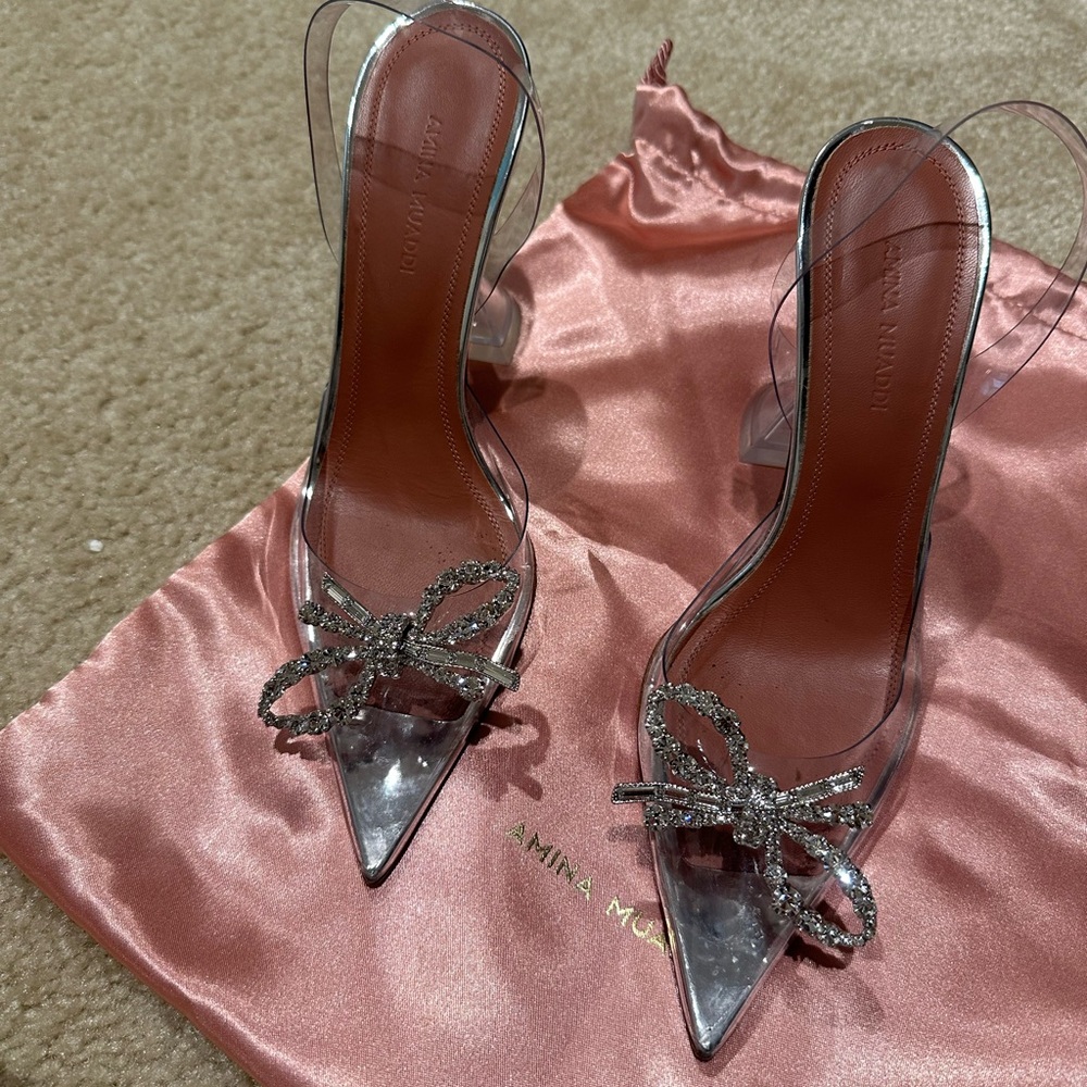 Amina Muaddi Rosie Glass sling back pvc transparent